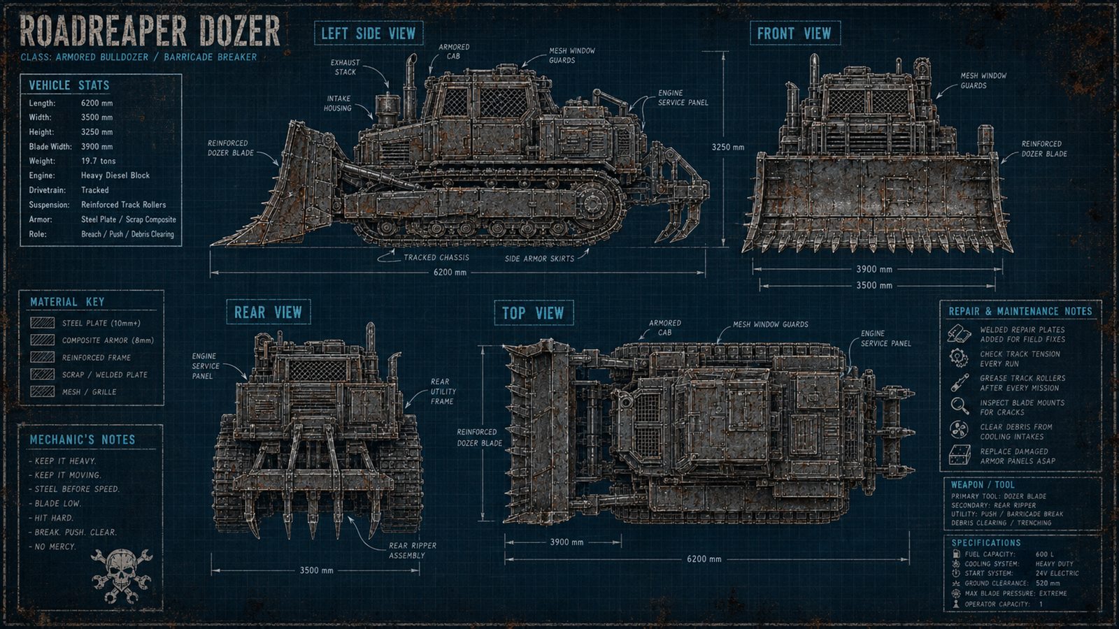 Roadreaper Dozer design sheet