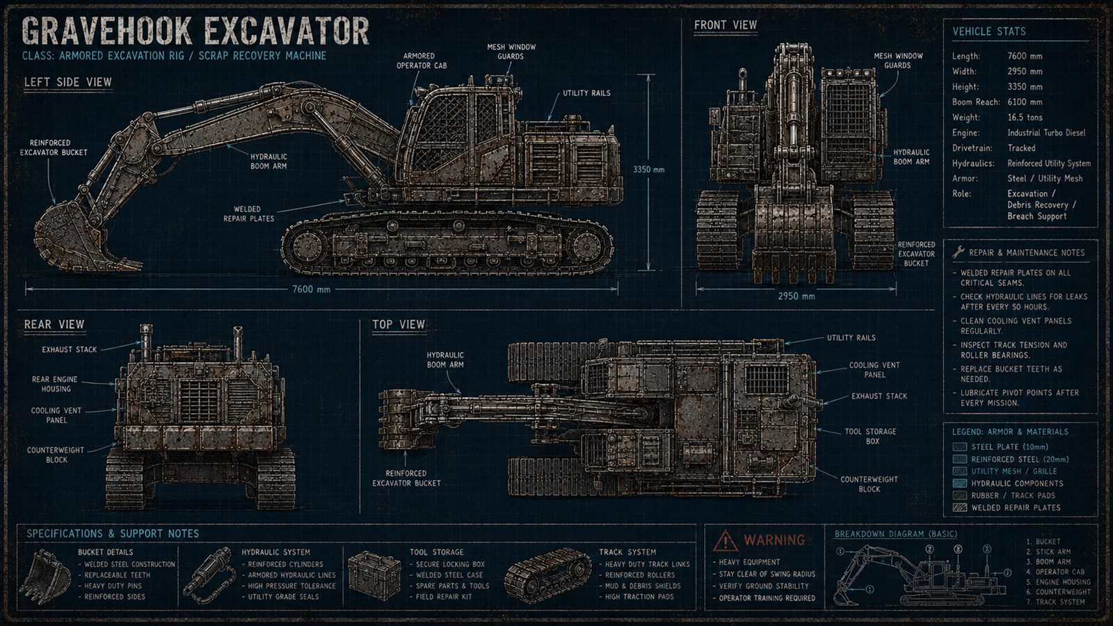 Gravehook Excavator design sheet