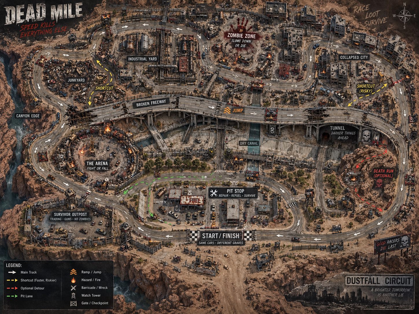 Dead Mile, Dustfall Circuit map concept